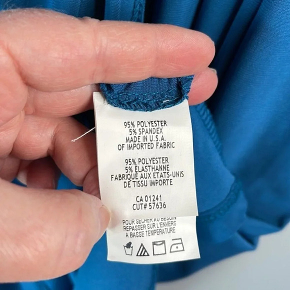 CONTEMPORAINE NWT Faux Wrap Dress Dark Teal Blue Chain Simons Ruched Size M - Picture 8 of 11